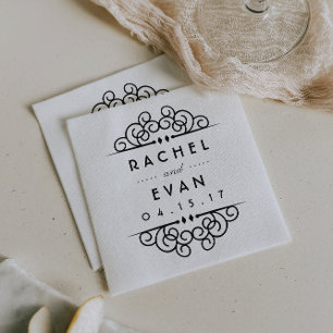 Deco Flourish Personalized Wedding Napkin