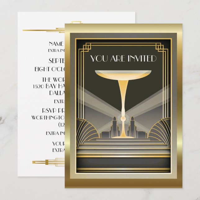 Déco Gala Contemporain Evénement 2 Invitation (Devant / Derrière)