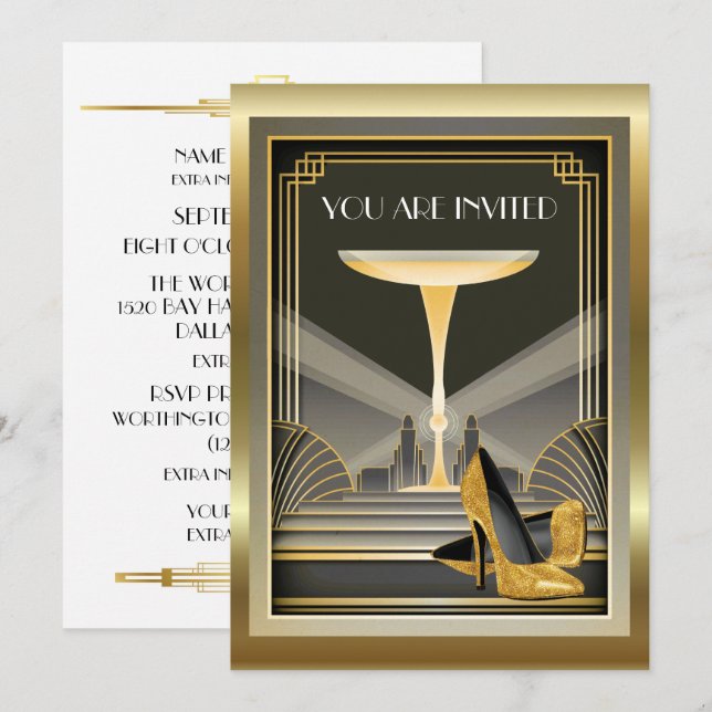 Déco Gala Contemporain Événement 3 Invitation (Devant / Derrière)