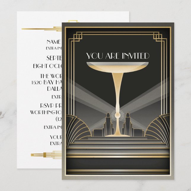 Déco Gala Contemporain Invitation (Devant / Derrière)