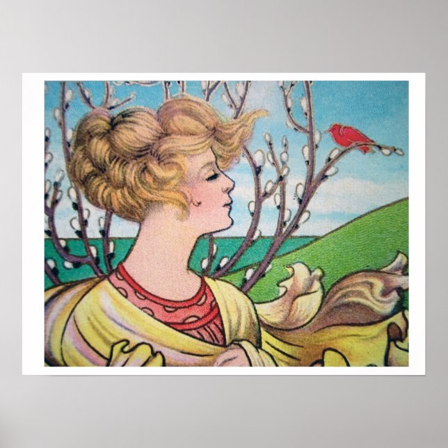 Deco girl bird poster (Front)