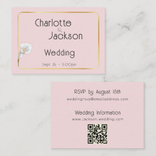 Deco Gold Framed Vintage Lily Pale Pink Wedding Enclosure Card