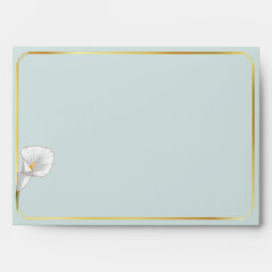 Deco Gold Framed Vintage Lily Sage Wedding  Envelope