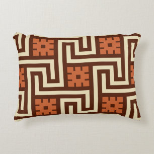 Deco Greek Key, Brown, Beige and Rust Accent Pillow