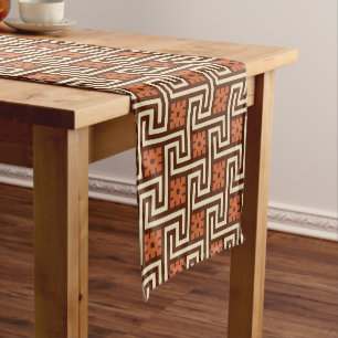 Deco Greek Key, Brown, Beige and Rust Short Table Runner