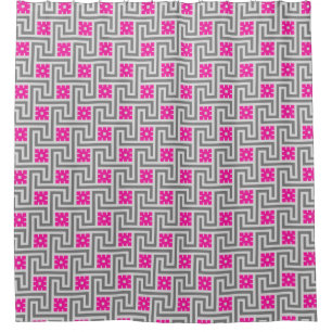 Deco Greek Key, Grey / Grey and Fuchsia Pink