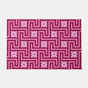Deco Greek Key, Pink and Burgundy Doormat