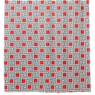 Deco Greek Key, Red, White and Grey / Grey