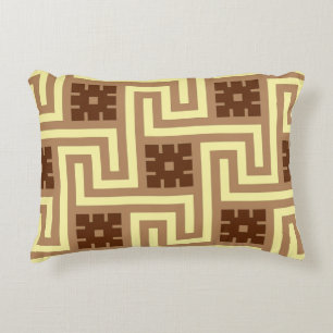 Deco Greek Key, Tan, Brown and Yellow Accent Pillow