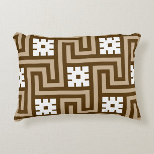 Deco Greek Key, Taupe Tan and Brown Accent Pillow