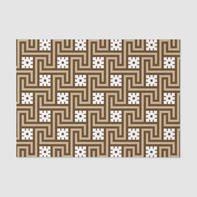 Deco Greek Key, Taupe Tan and Brown Tissue Paper (Front)