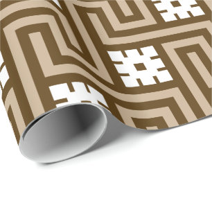 Deco Greek Key, Taupe Tan and Brown Wrapping Paper