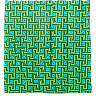 Deco Greek Key, Turquoise and Jade Green