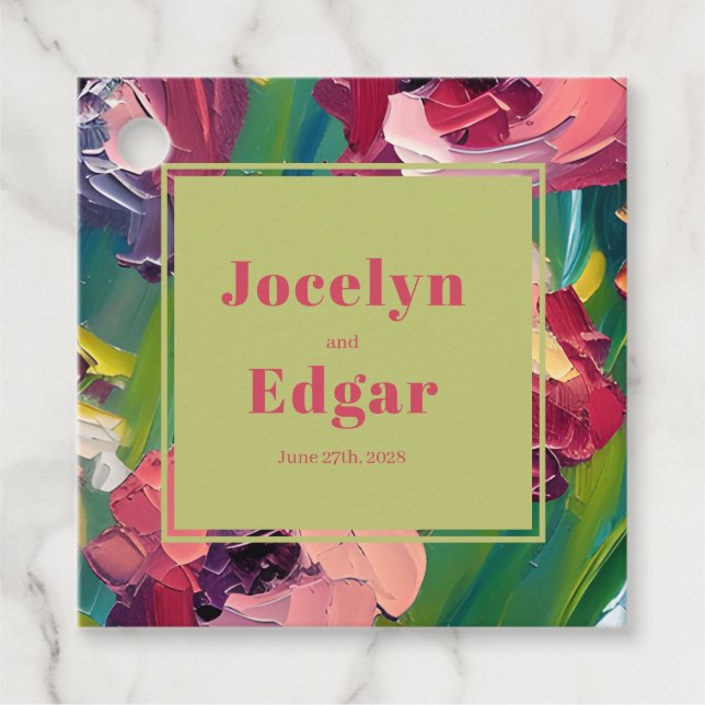Deco Groovy Wedding Painting Favour Tags (Front)