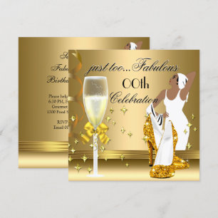 Deco Lady Gold Too Fabulous Birthday Invitation