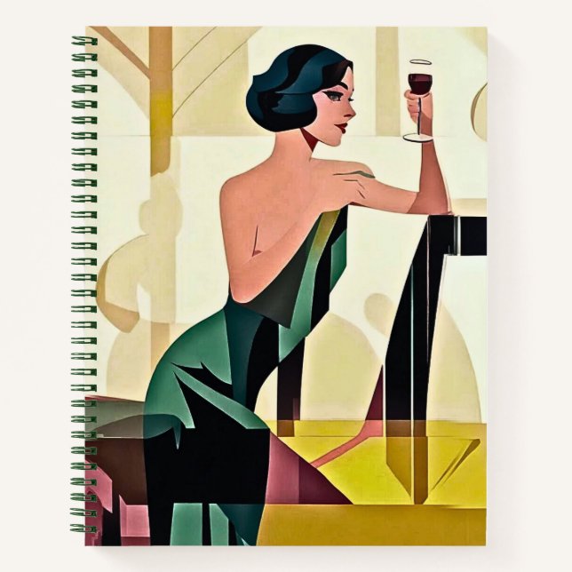 Deco Lady in Green Modern Art Journal  (Front)