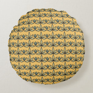 Deco Leaves  Round Pillow
