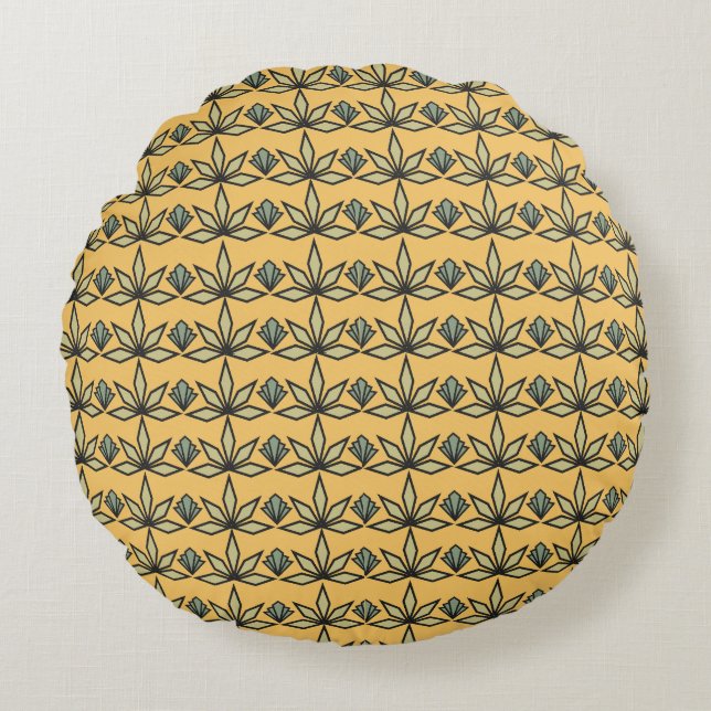 Deco Leaves  Round Pillow (Front)
