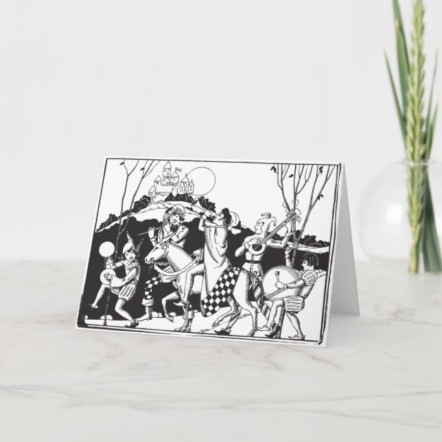 Deco Medievalist Renaissance Christmas Charivari Holiday Card (Front)