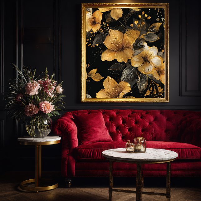 Déco Modèle Floral Or & Gris (Créateur téléchargé)