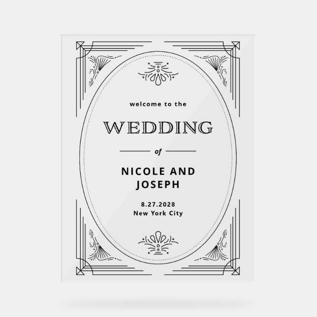 Déco moderne | Accueil Mariage noir et blanc (Recto)
