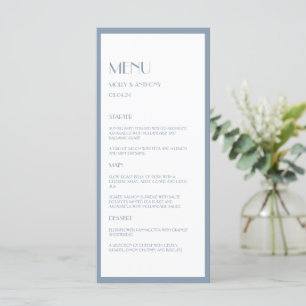 Déco moderne Dusty Blue Mariage plat menu