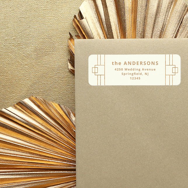 Déco moderne | Ivory et Faux Gold Adresse de retou (Créateur téléchargé)