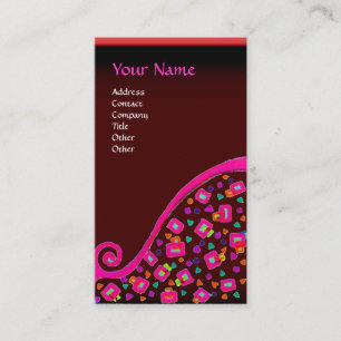 DECO MONOGRAM , Pink Fuchsia Red Business Card