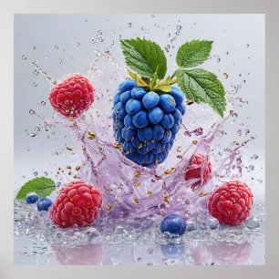 Déco murale de cuisine Splash de framboise bleue