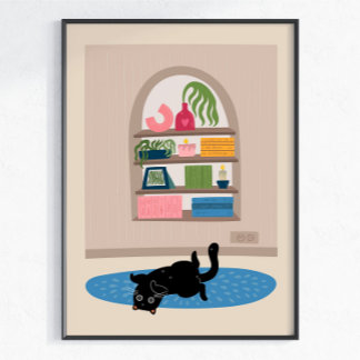 Déco murale de maison confortable chat noir Mignon