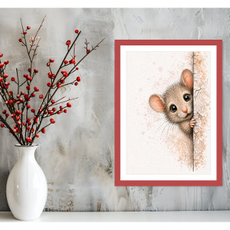 Déco murale Souris Curieuse Mignon Impression Mini