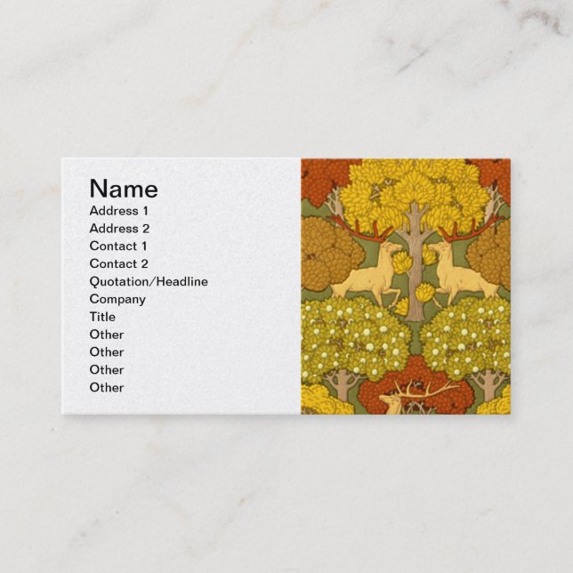 Deco Nouveau Stag and Trees Business Card (Front)