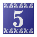 Deco Number Tile<br><div class="desc">Art Deco Number Tile - white on blue with a printer's border</div>