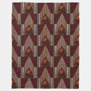 Deco Pattern With Flower And Spire Fleece Blanket