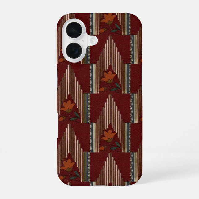 Deco Pattern With Flower And Spire iPhone 16 Case (Back)