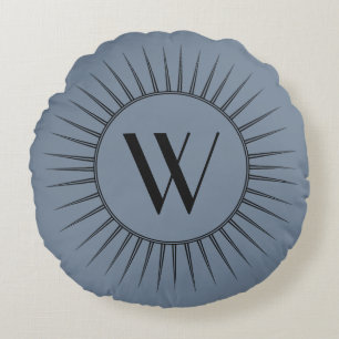 Deco Retro Monogram Round Pillow
