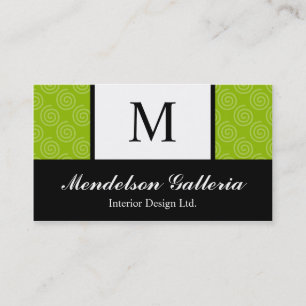 Deco Retro Swirl Lime Company Business Card