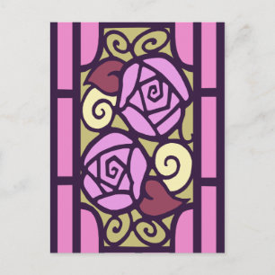 Deco Roses in Pink and Gold Postcard