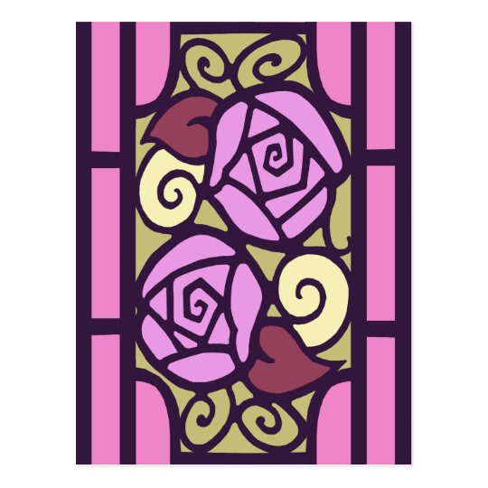 Deco Roses in Pink and Gold Postcard