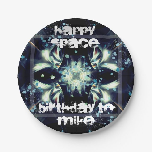 Deco Star Space & Your text Paper Plate (Front)