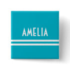 Deco Stripes Name Monogram White Bright Blue