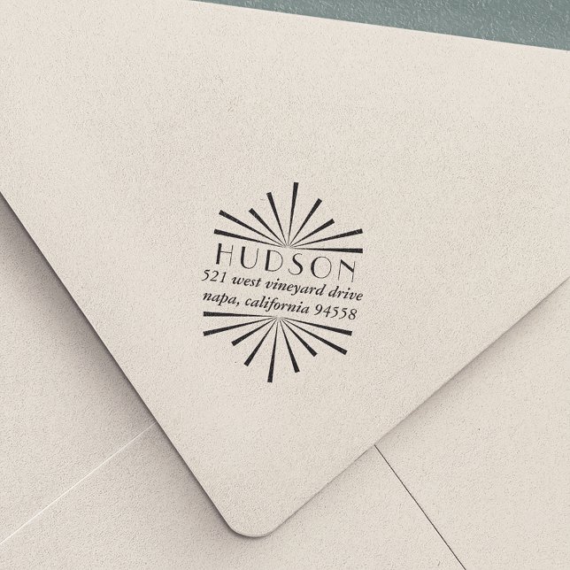 Deco Sunburst Return Address Stamp (Creator Uploaded)