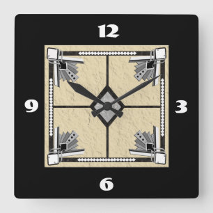 deco tile square wall clock