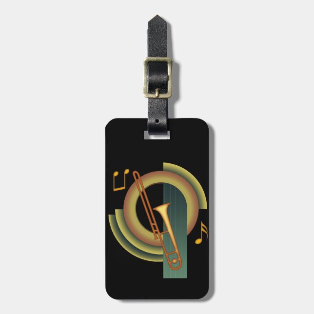 Deco Trombone Luggage Tag (Front Vertical)