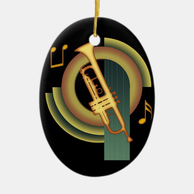 Deco Trumpet Ceramic Ornament (Front)