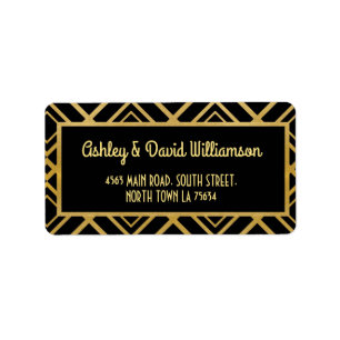 Deco Wedding Gold Return Address Label Art 1920s