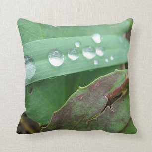 Decoccushions water drops on grass throw pillow