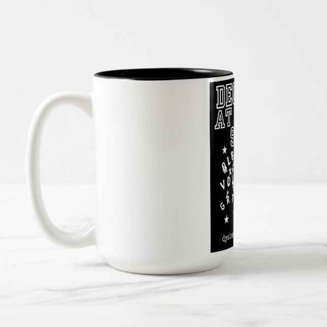 Decoding—Oddly Wired Dyslexia Pride Black  Two-Tone Coffee Mug (Left)