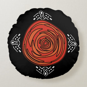 Decofied Rose (Red, Black and White) Round Pillow