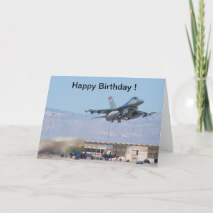 Décollage de F-16 de carte de joyeux anniversaire
